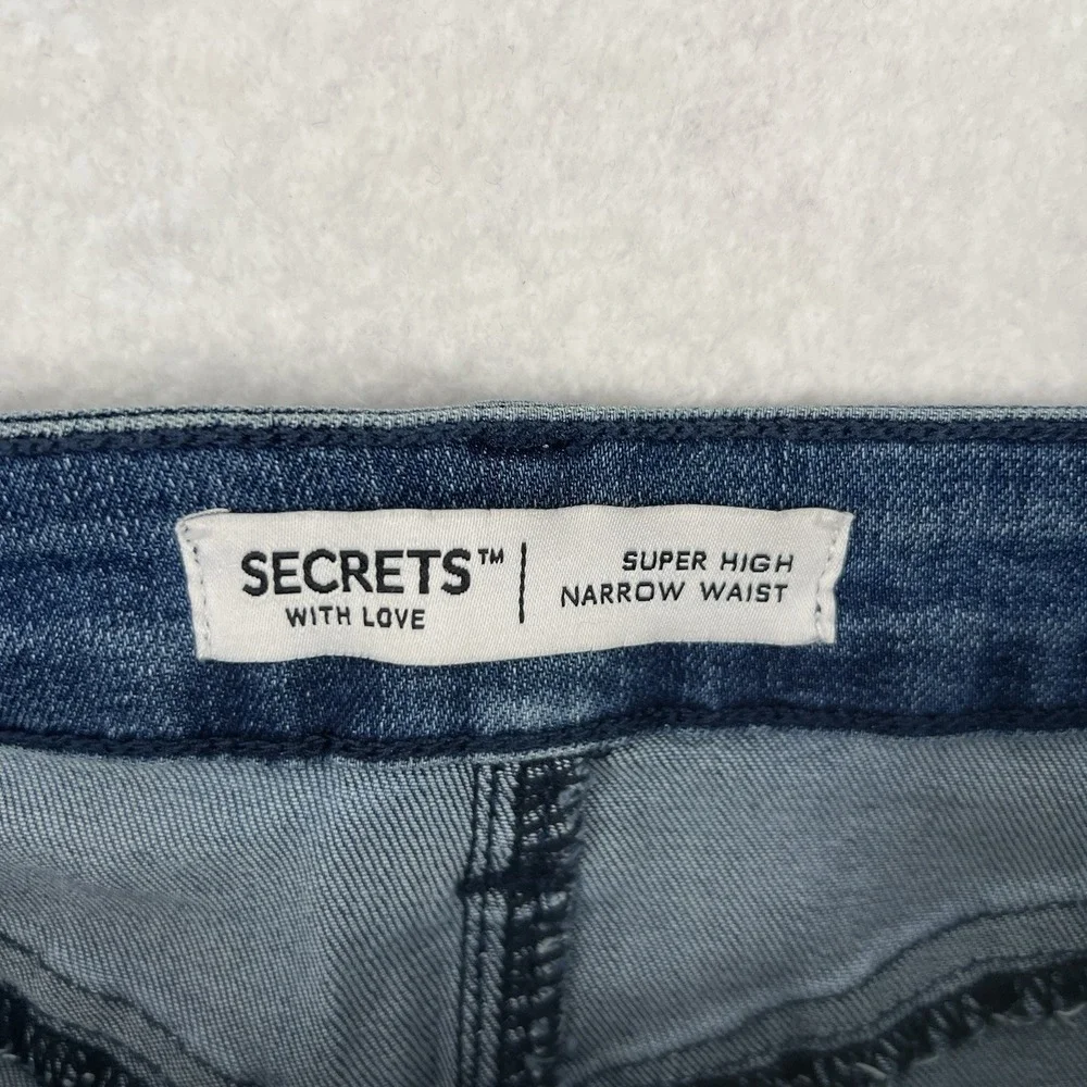 Secrets With‎ Love Super High Narrow Waist Lace-Up Skinny Jean Womens Juniors 11
